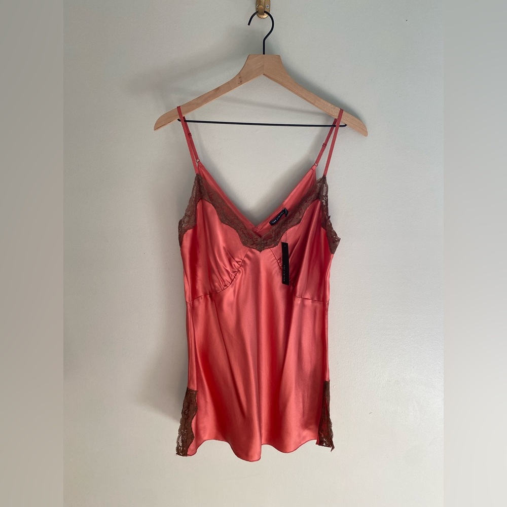 The Limited Coral Brown‎ Satin Lace Slip Dress Size XL